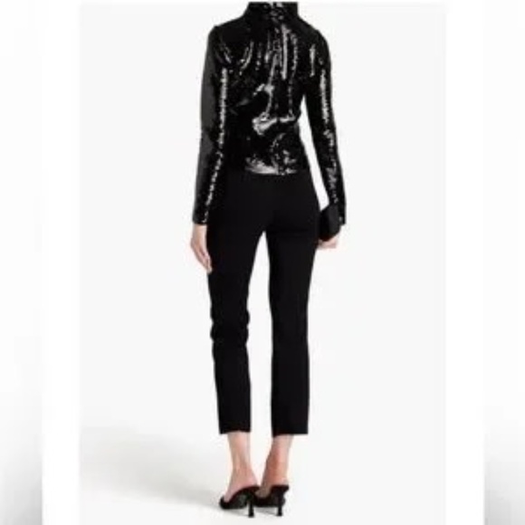 Frame Denim Black Sequined Cotton and Modal-blend Jersey Mock Turtleneck - Picture 3 of 4